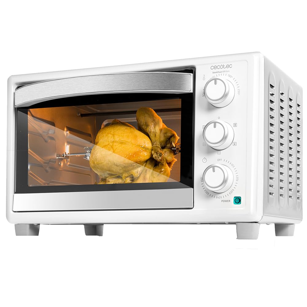Cecotec Forno de mesa Bake &Toast 1090 Black, 10 L, 1000 W, temporizador 60 min, temperatura ajustável até 230 ºC, assadeira, grelha e uma alça com pinças