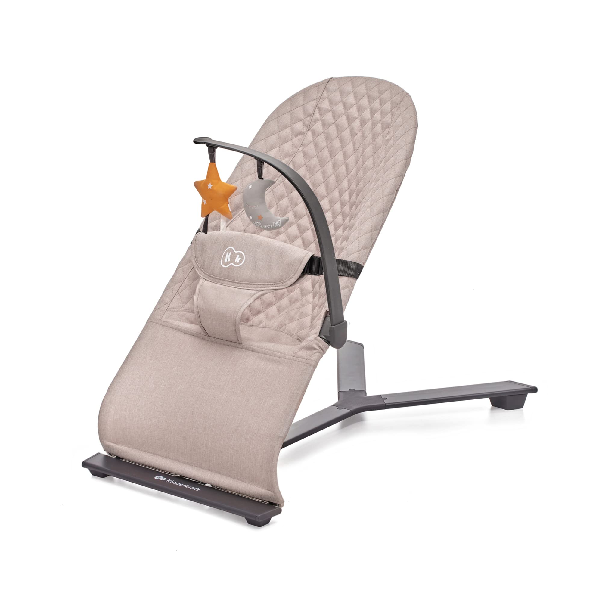 kk Kinderkraft MIMI Rede de bebé desde o nascimento, balança para bebés, dobrável compacto, reutilizável com uma mão, movimento natural, arco com brinquedos, fácil de limpar, cinzento