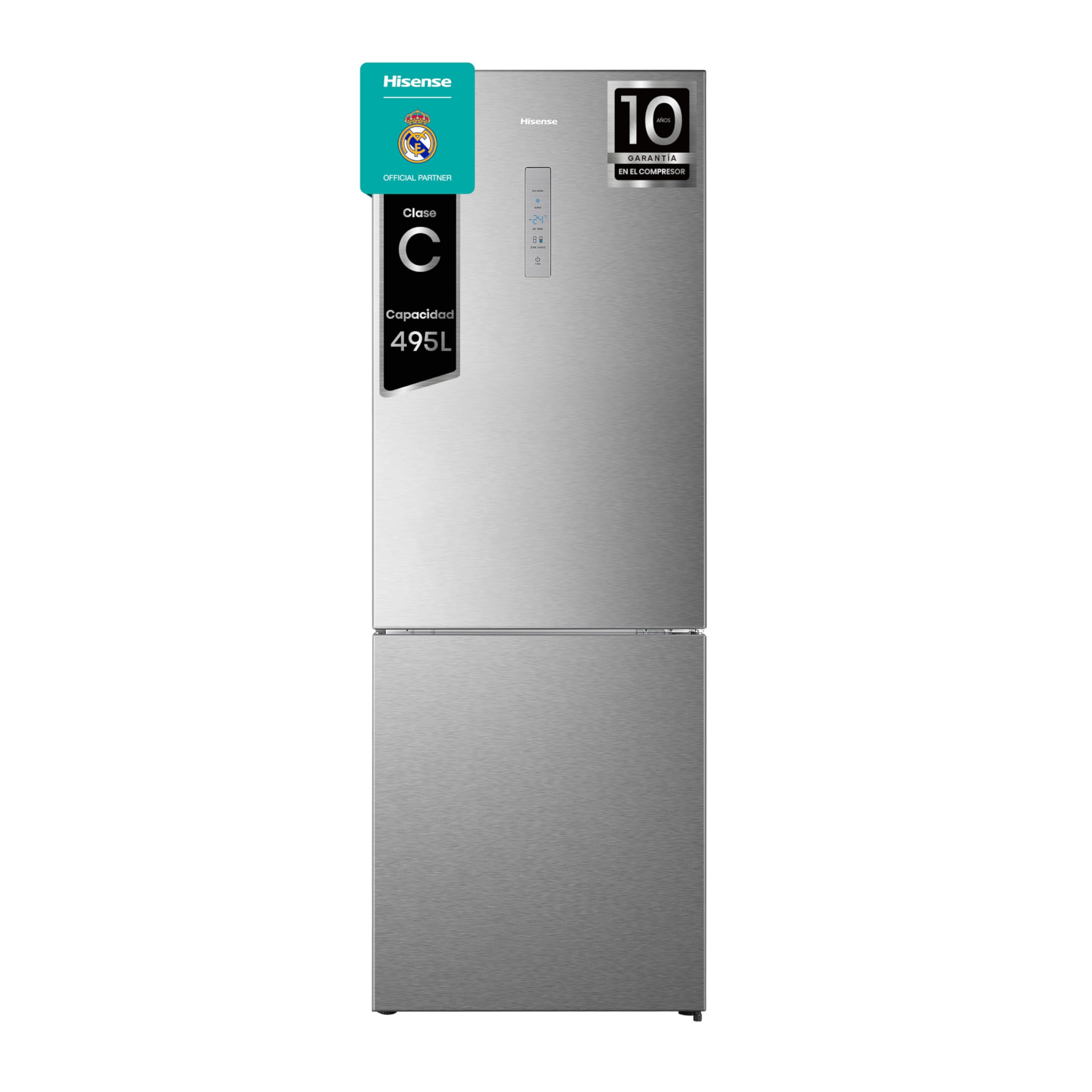 Hisense RB440N4BWE Frigorífico Combinado, classe E eficiente, capacidade de 336 l com 200 cm de altura, super freeze, garrafeiro, porta reversível, silencioso 39dB, cor branca