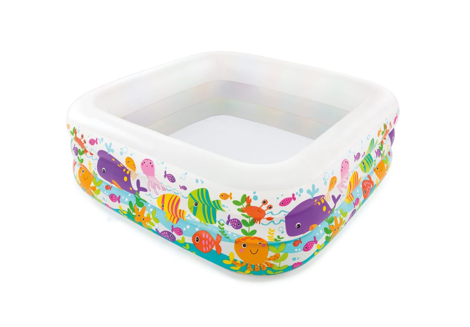 Intex Piscina insuflável para crianças, 157 x 157 x 122 cm, 295 litros, com toldo removível, design aquático, tampa de ralo, uso exterior, vinil resistente, adesivo de reparação incluído, + 2 anos
