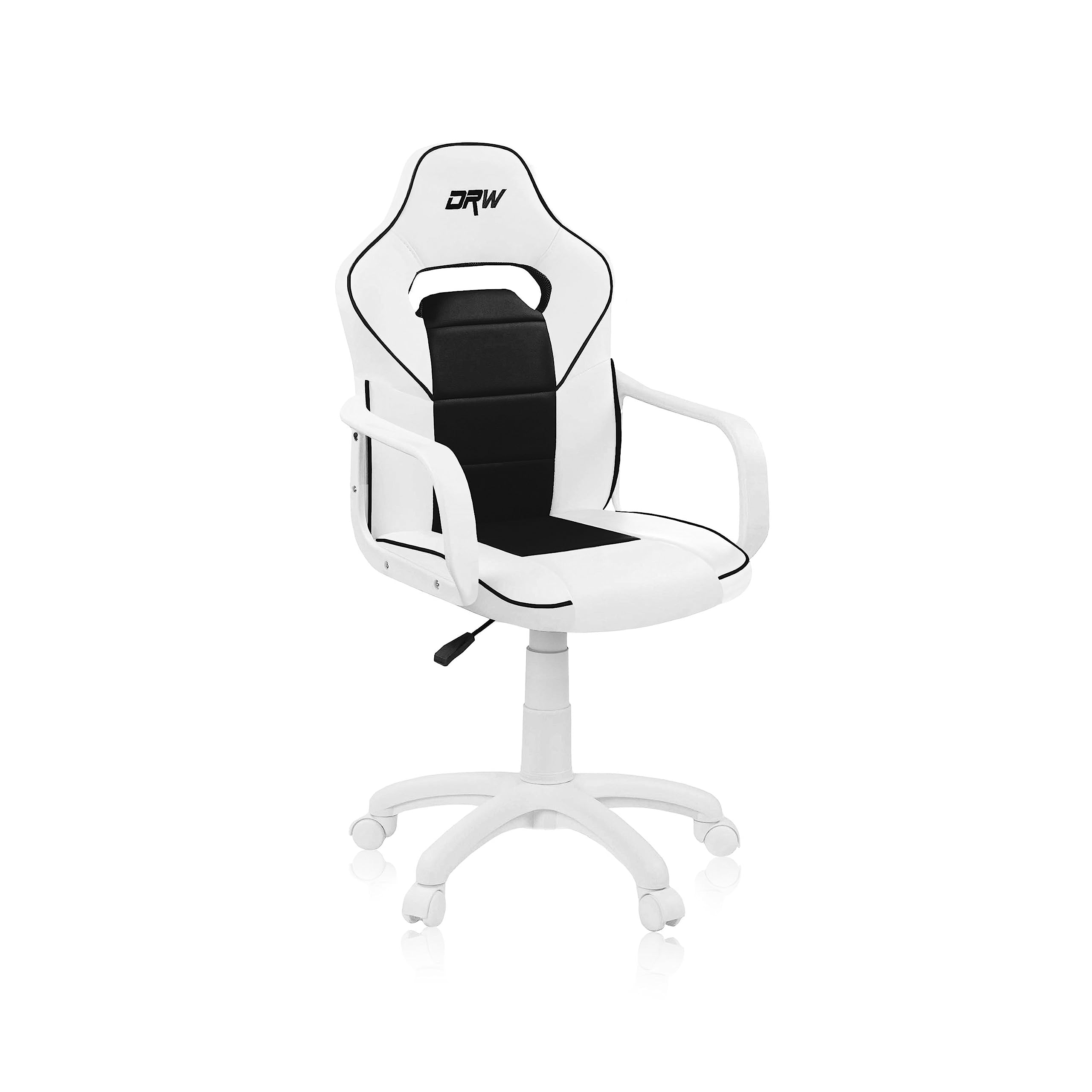duehome | DRW, cadeira Gamer, cadeira de escritório, estúdio ou secretária, acabamento em silício pele branca e turquesa, medidas: 46,5 cm (largura) x 46 cm (comprimento) x 98-109,5 cm (altura)