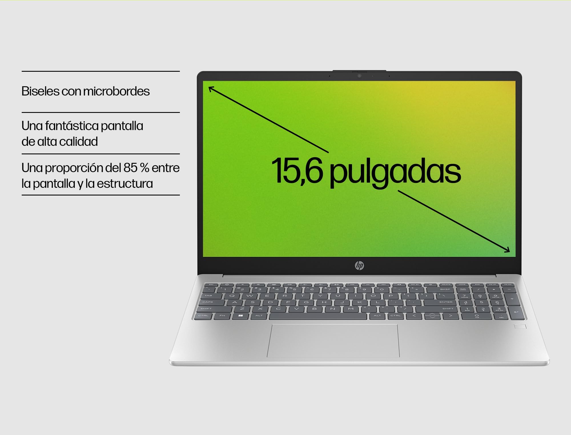 HP 15-fd0188ns – Portátil FHD de 15,6" (Intel Core i5-1334U, 16 GB de RAM, SSD de 512 GB, gráficos Intel Iris Xe, sem sistema operativo) Prata – Teclado QWERTY espanhol