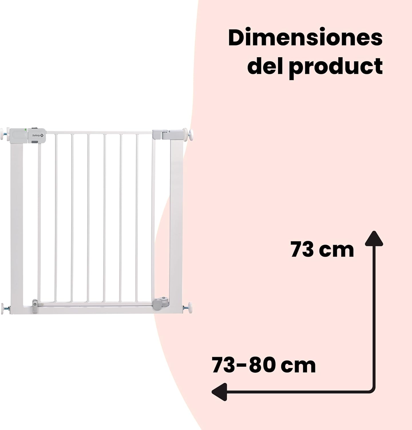 Safety 1st Easy Close Metal Barreira de segurança branca metálica para portas e escadas, porta de segurança de 80 cm até 136 cm com extensões, adequado para bebés, crianças e cães