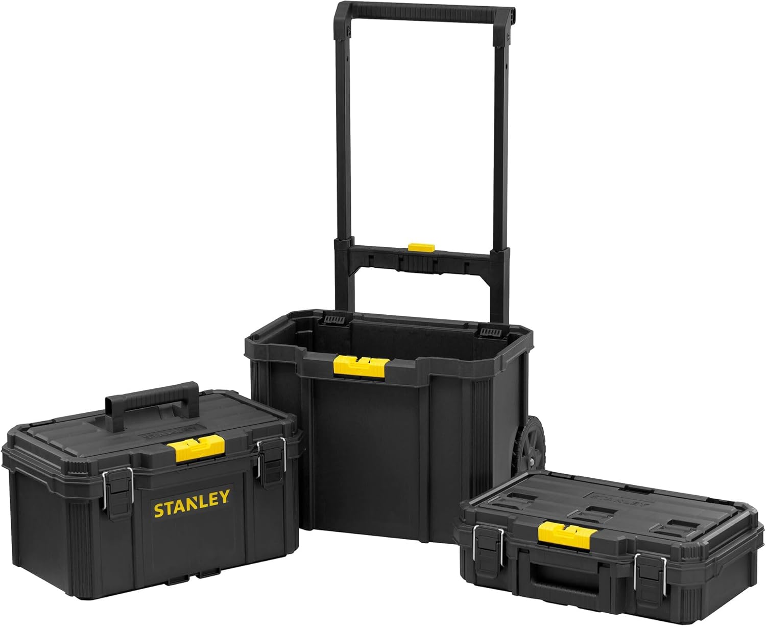 STANLEY Oficina móvel 3 em 1, compacta, porta-ferramentas integrado, 80 L de capacidade total, capacidade de carga de 45 kg, alça telescópica de 35 mm de largura, multicolorida, STST83319-1