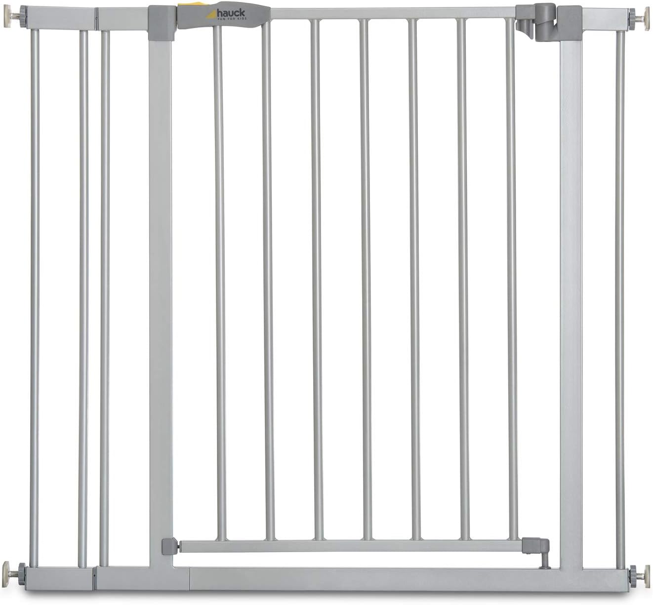 hauck Stop N Safe 2 Silver Barrera Seguridad Niños | Valla Infantil para Puertas y Escaleras de 84 a 89 cm – Sin Taladrar – Seguridad Bebé - Aptas como Vallas para Perros – Solo para Interiores