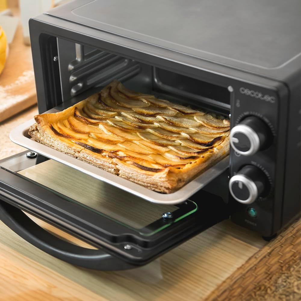 Cecotec Forno de mesa Bake &Toast 1090 Black, 10 L, 1000 W, temporizador 60 min, temperatura ajustável até 230 ºC, assadeira, grelha e uma alça com pinças