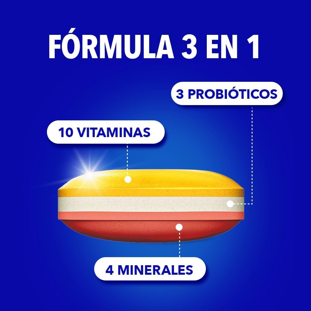 Bion3 Energy Comprimidos multivitamínicos com probióticos, complemento alimentar para energia física e mental¹ e redução de fadiga¹, magnético, vitamina C, D, complexo B e ginseng, 90 comprimidos