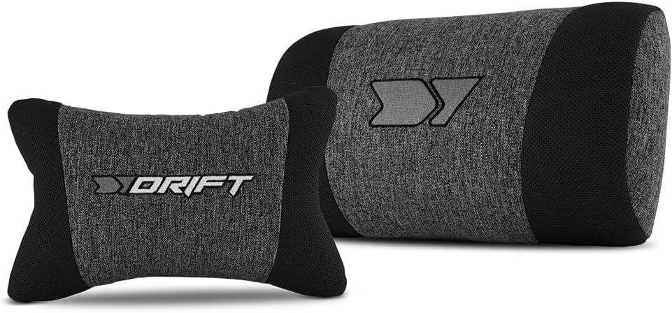 DRIFT GAMING DR90 Cadeira de jogos ergonómica com encosto de cabeça e lombar, encosto reclinável de 135°, braços 2D ajustáveis, tecido respirável, base de nylon e pistão de gás classe 4, cinzento