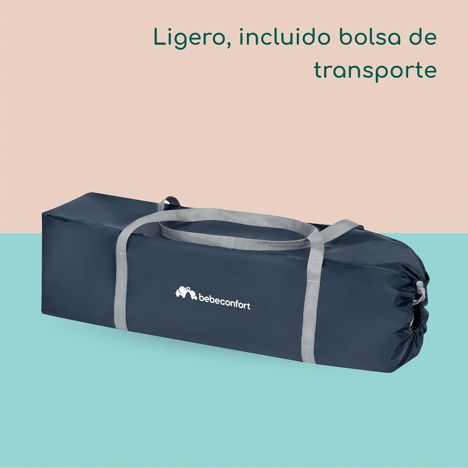 Bebeconfort Soft Dreams, berço de viagem, 0-3 anos (0-15 kg), berço de viagem leve, colchão espuma e fibra de madeira (60 x 120 cm), saco de transporte, dobrável compacto tipo guarda-chuva, marinha