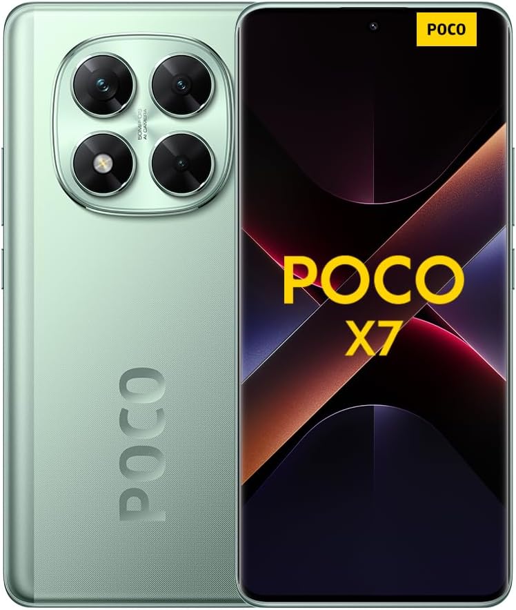 Xiaomi POCO X7 - Smartphone de 12+512GB, Pantalla CrystalRes 1.5K AMOLED Curva, MediaTek Dimensity 7300-Ultra, Cámara de 50 MP, Carga Turbo de 45W, Cargador no Incluido, Verde (Versión ES)