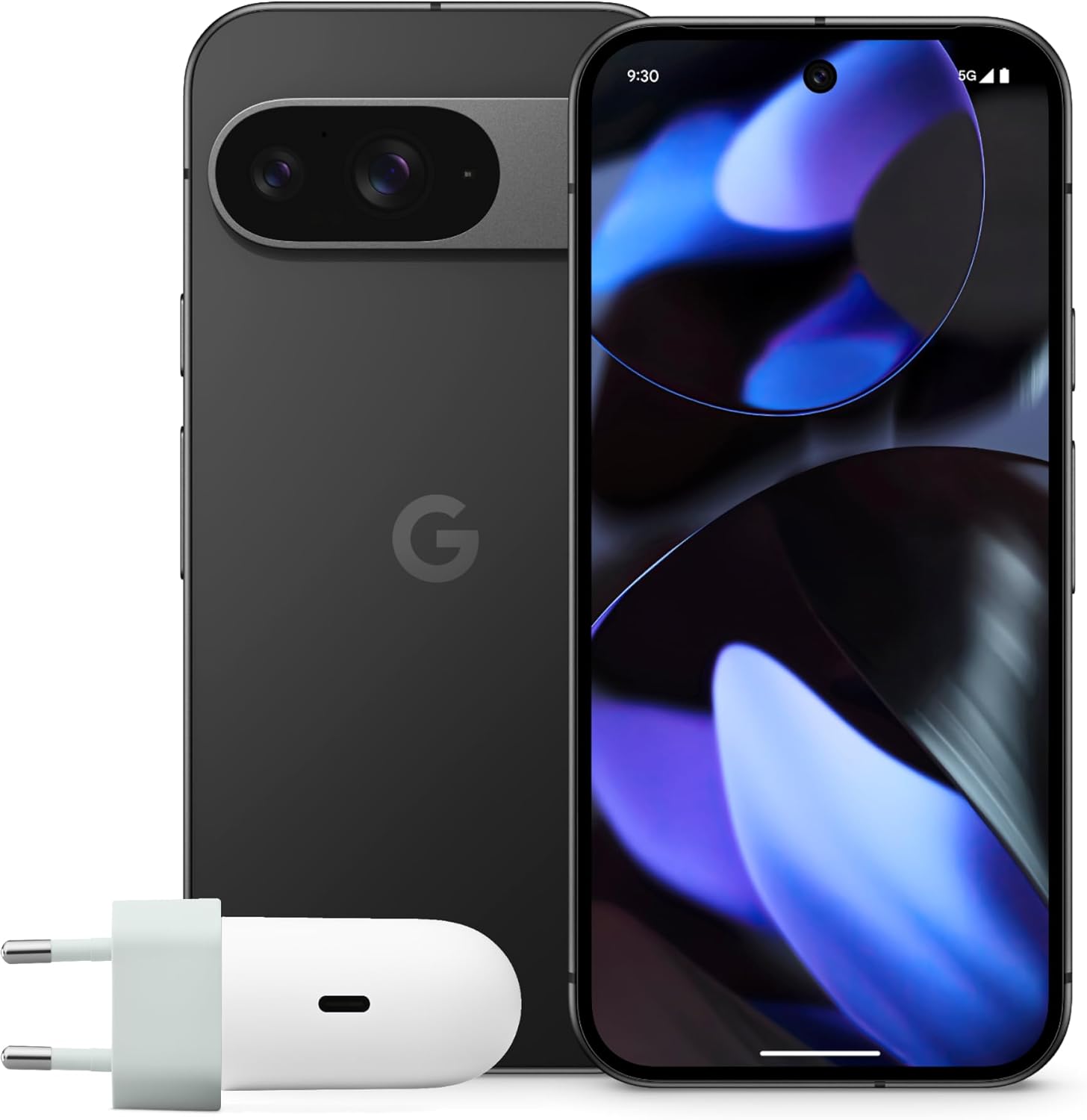 Google Pixel 9 con Cargador USB-C de 45 W - Smartphone Android Desbloqueado con Gemini, cámara Avanzada, batería con una autonomía de 24 Horas y Pantalla Actua de 6,3" - Obsidiana, 128GB
