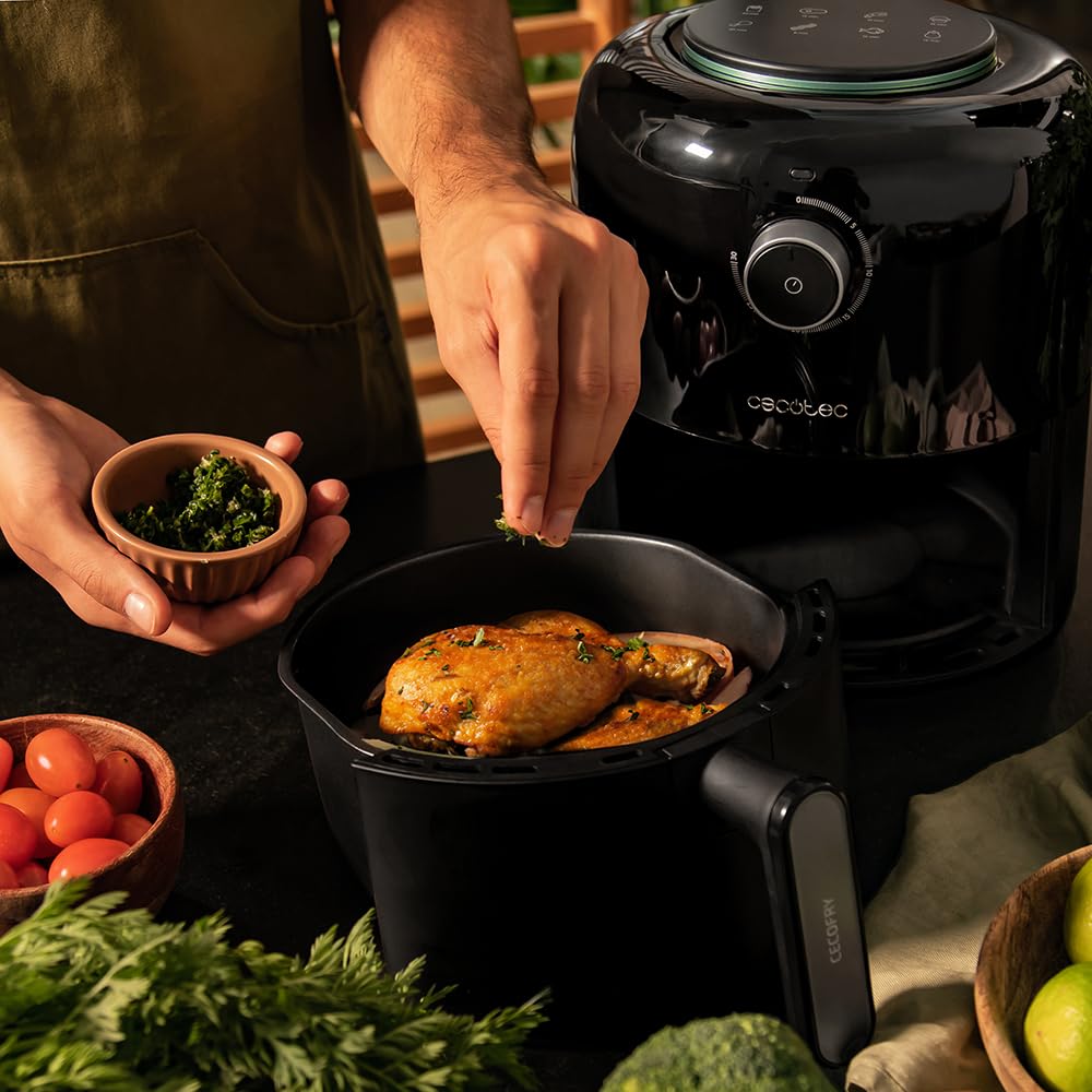 Fritadeira sem óleo Cecotec de 2,5 L - Air Fryer Cecofry Pixel 2500. 1200 W, dietética, manual e compacta, temporizador, tecnologia de ar quente, antiderrapante