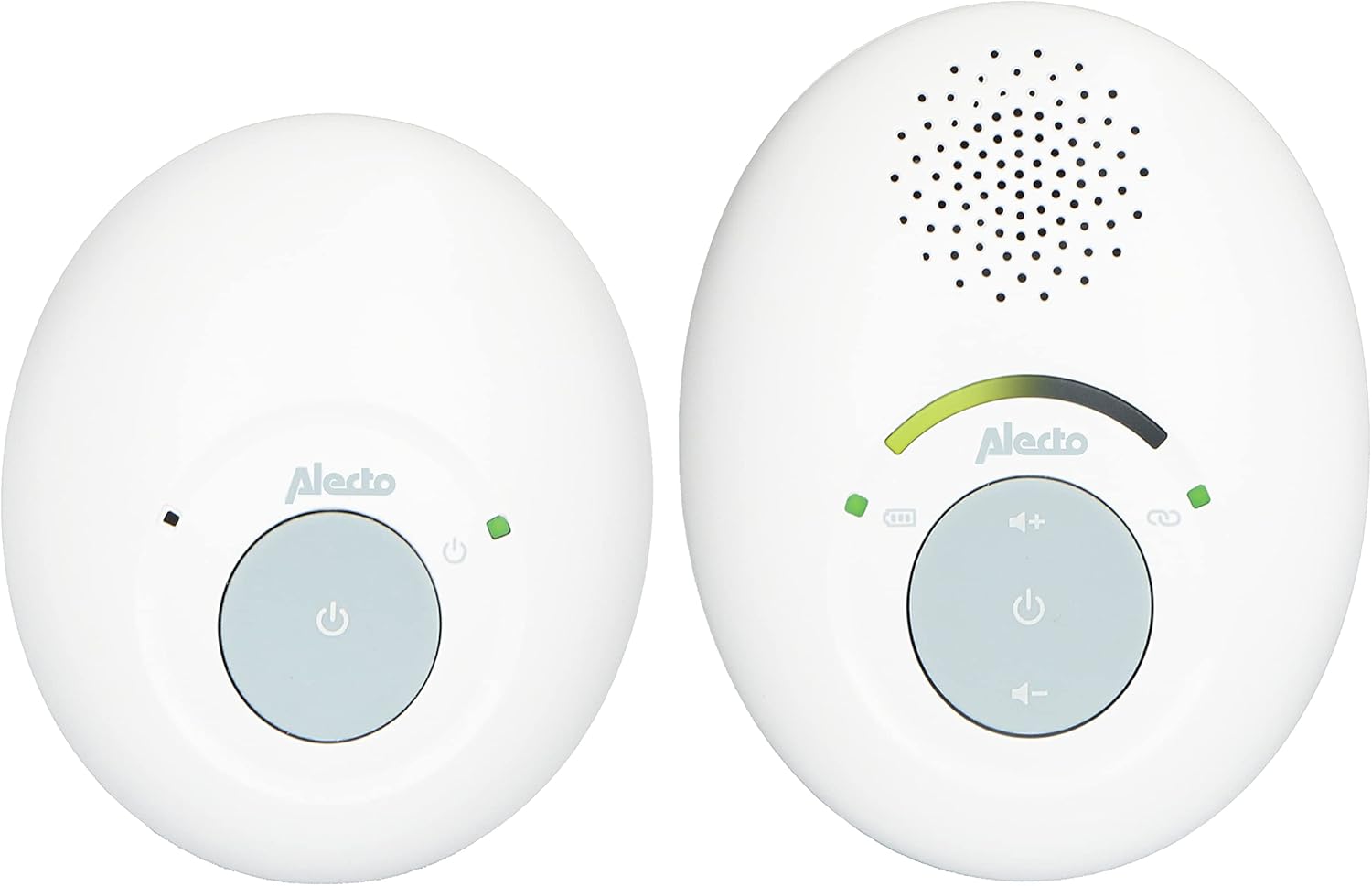 Alecto DBX110 - Vigilabebés Digital con DECT, Alcance de 300 m, diseño Compacto, Escala de Volumen LED, función VOX, Baja radiación, Color Blanco