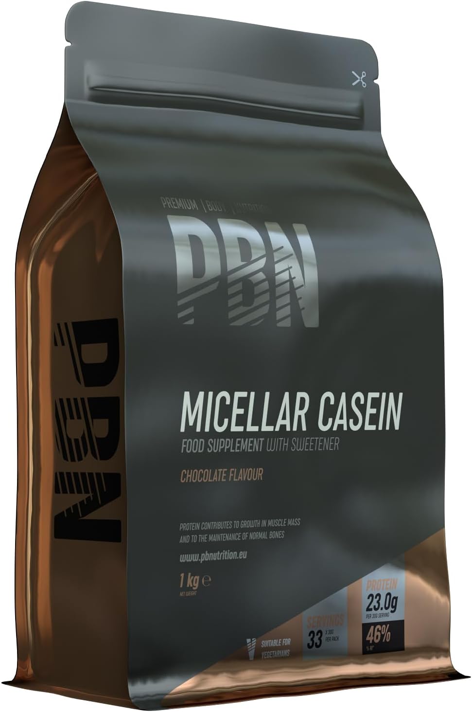 Premium Body Nutrition - Caseína micelar 1 kg (embalagem de 1), sabor chocolate