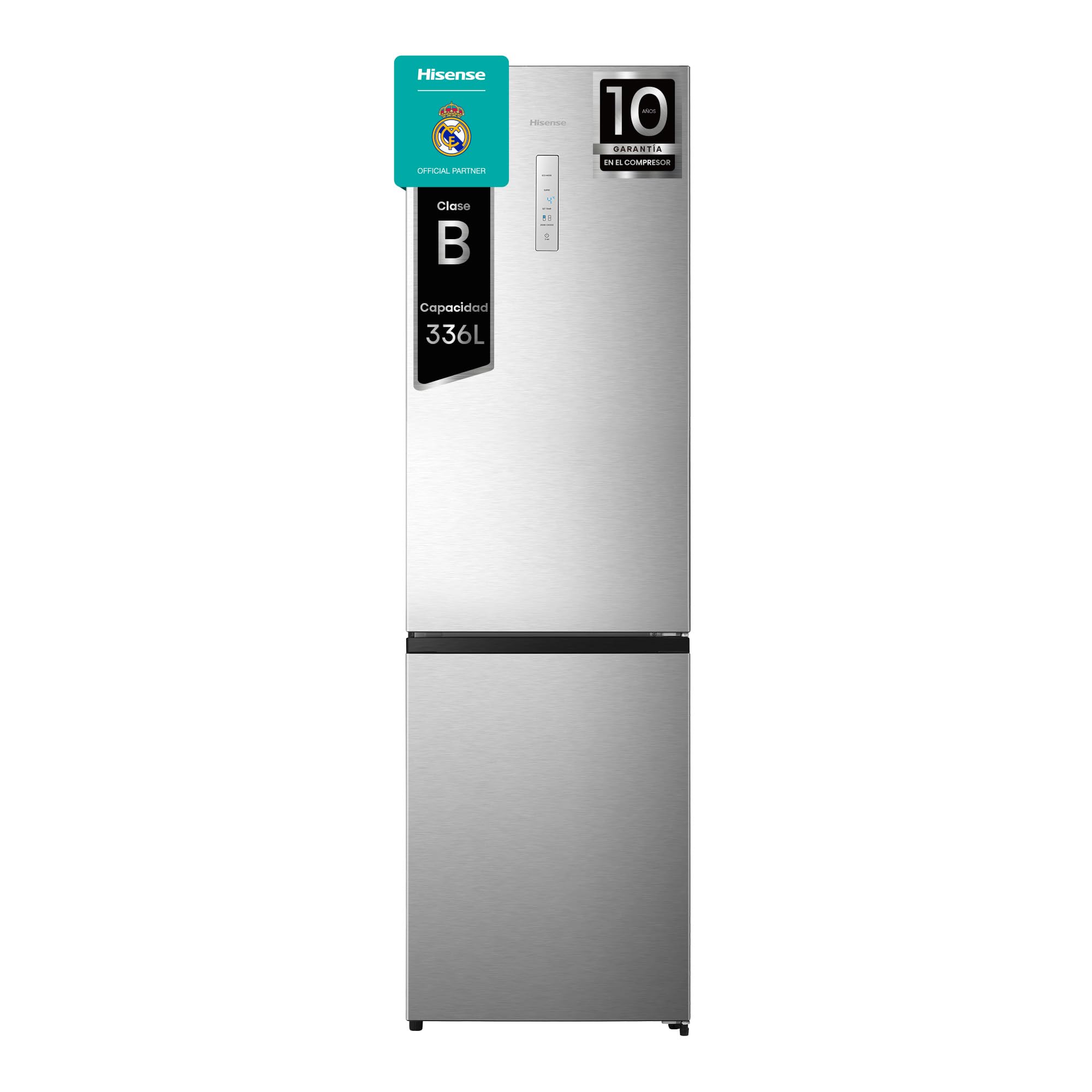 Hisense RB440N4BWE Frigorífico Combinado, classe E eficiente, capacidade de 336 l com 200 cm de altura, super freeze, garrafeiro, porta reversível, silencioso 39dB, cor branca