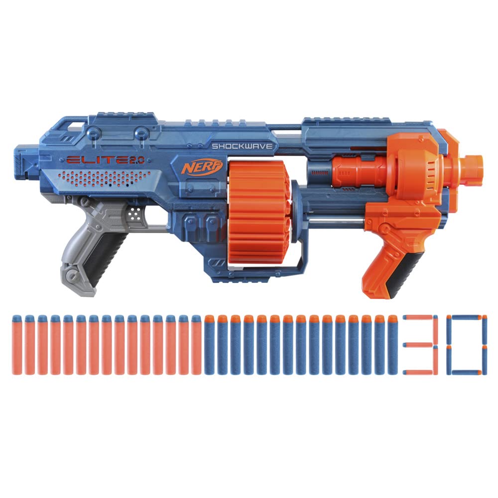 Hasbro Nerf 2.0 Commander RC-6, lançador de dardos de brinquedo, 12 peças, jogos ao ar livre para meninos e meninas de 8 anos ou mais, tambor giratório