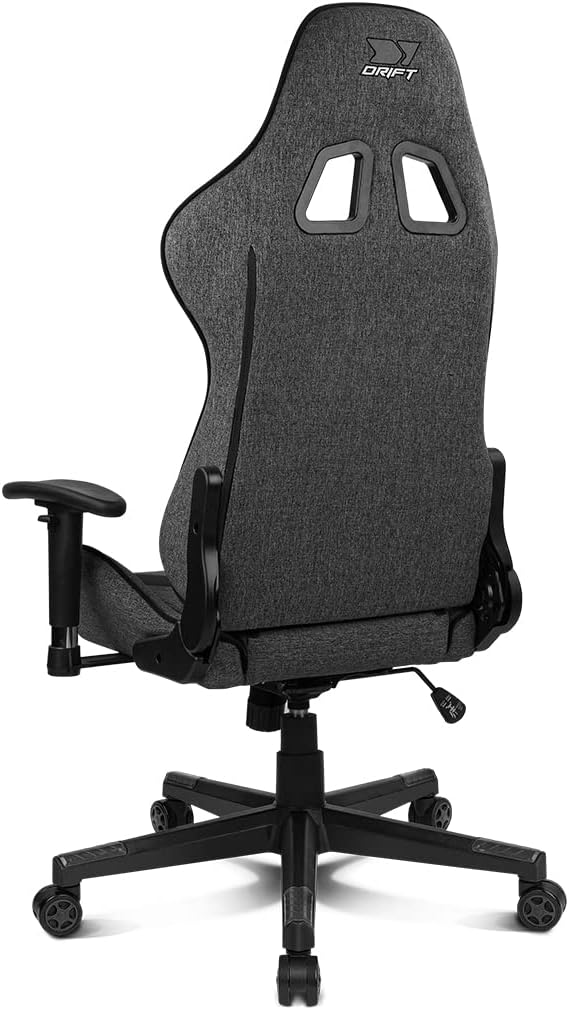 DRIFT GAMING DR90 Cadeira de jogos ergonómica com encosto de cabeça e lombar, encosto reclinável de 135°, braços 2D ajustáveis, tecido respirável, base de nylon e pistão de gás classe 4, cinzento