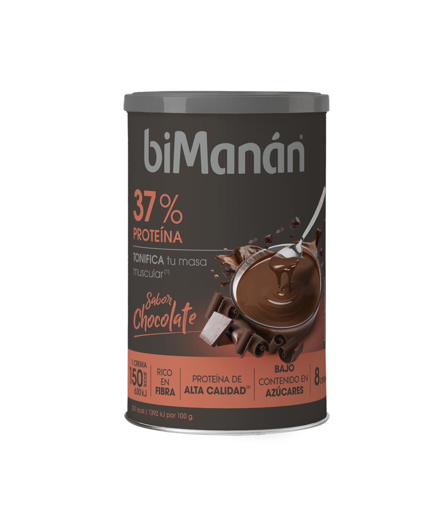BIMANÁN - Batido de proteína, sabor de chocolate, 52% de proteína por porção, ajuda a tonificar e aumentar a massa muscular, 360 g, 12 Rações