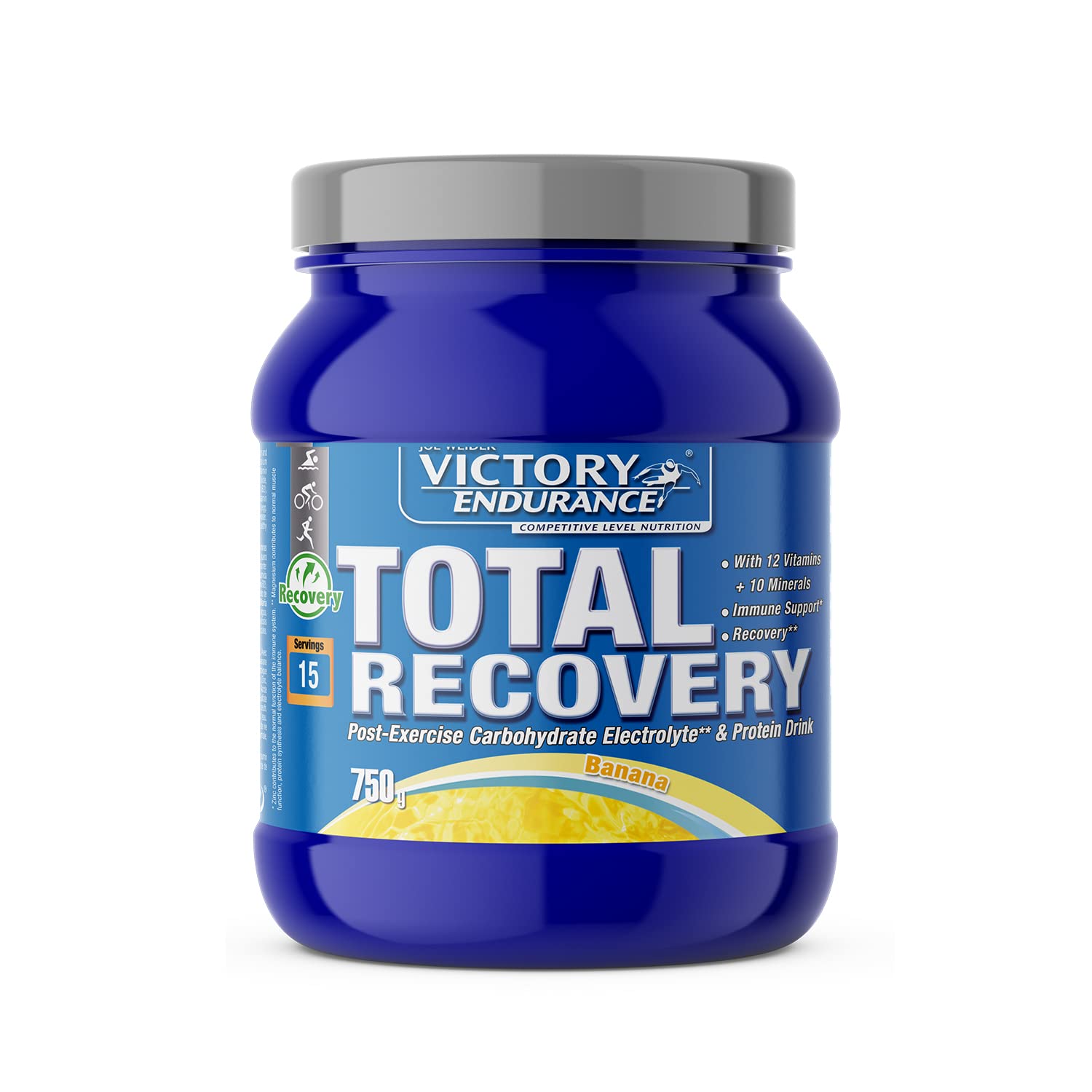 Victory Endurance Total Recovery (1250 g) sabor melancia, preparado para beber pós-treino de hidratos e proteínas, com BCAA 2:1:1, 12 vitaminas e 9 minerais, recuperação rápida