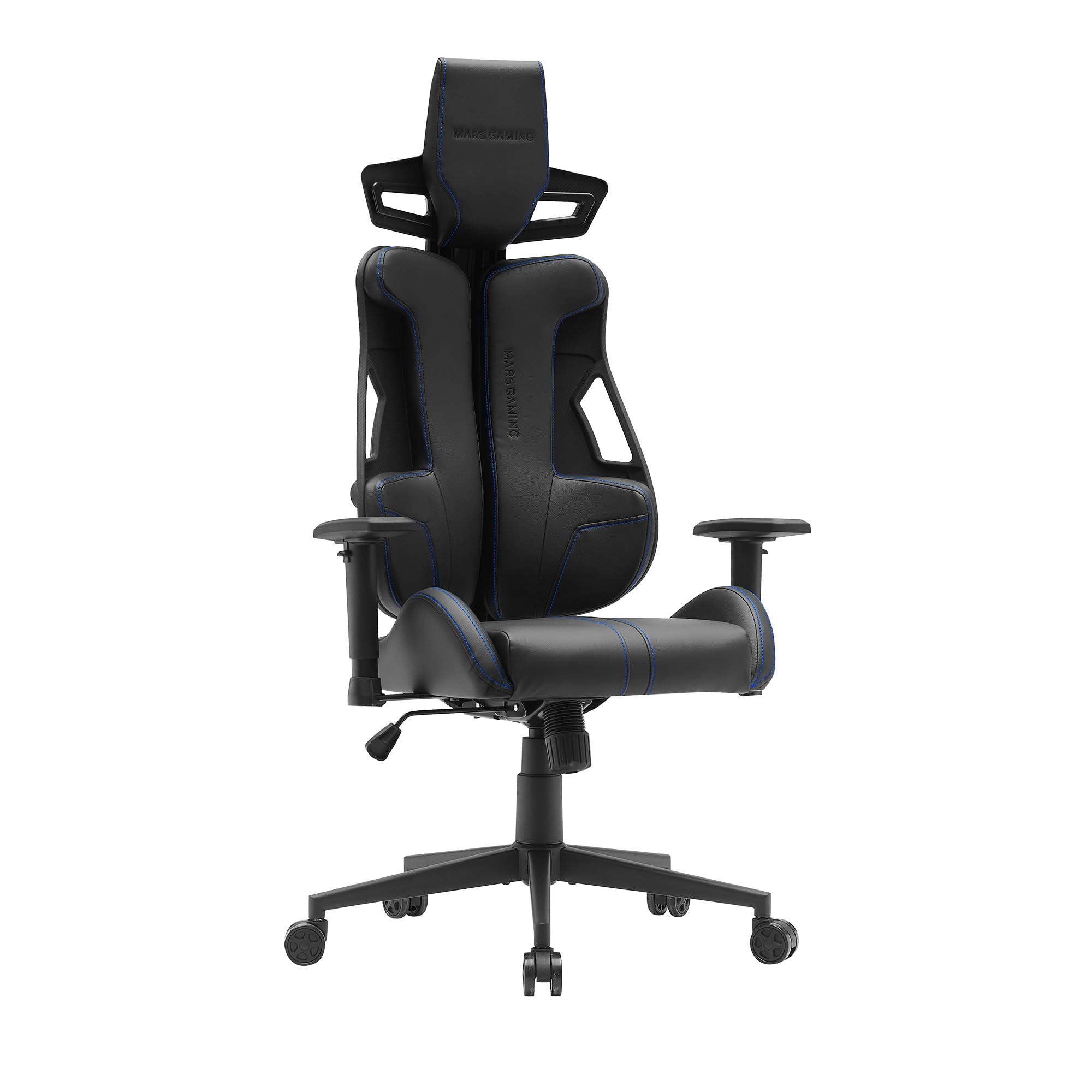 Mars Gaming MGC-ERGOB, cadeira de jogos ergonómica, assento e encosto de malha respirável, encosto de cabeça regulável, altura ajustável entre 110,5 e 120,5 cm, sistema de equilíbrio de 3° a 18°