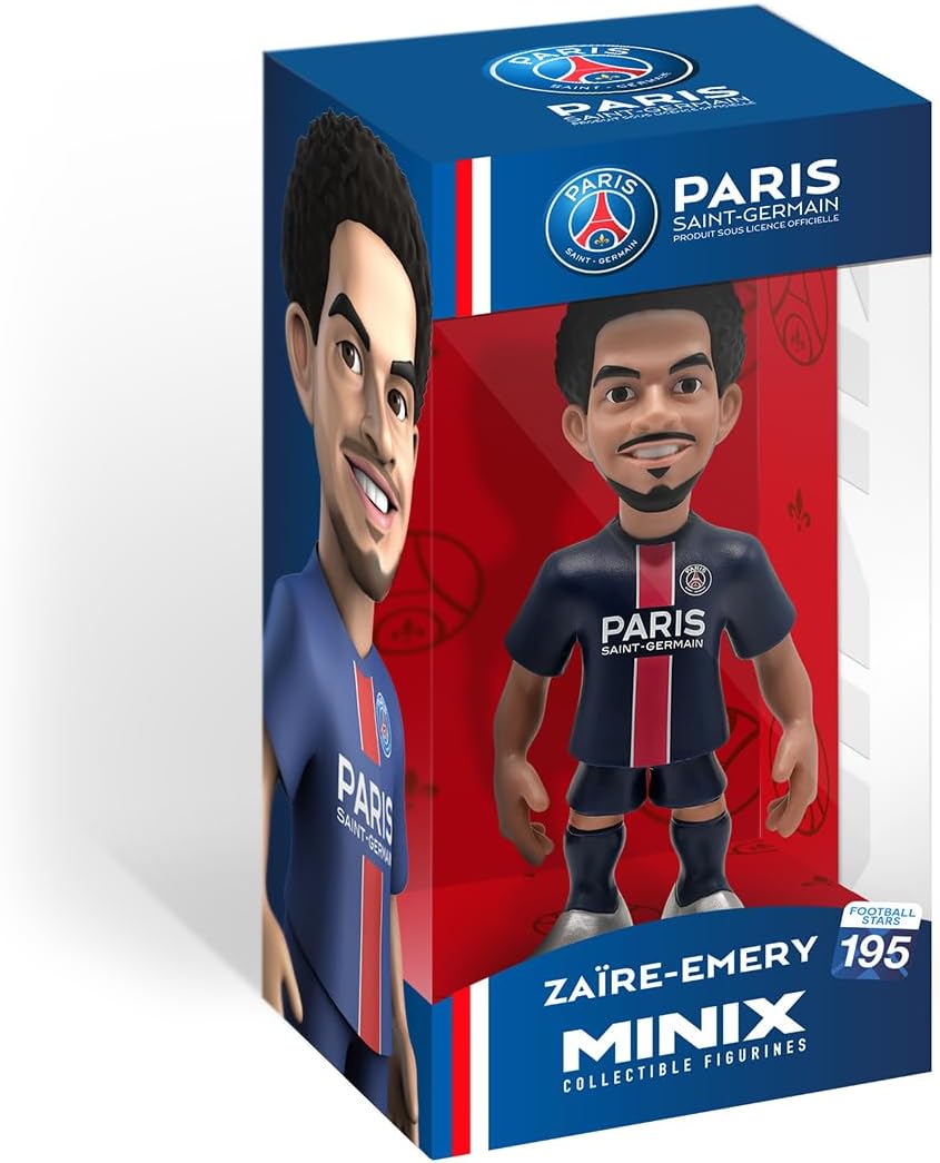 MINIX Football Stars #195 PSG, Warren Zaire, Emery 33, figura colecionável, 12 cm