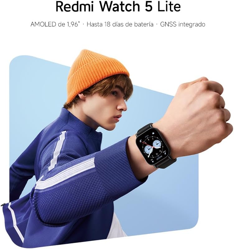 Xiaomi Redmi Watch 5 Lite, chamadas Bluetooth, ecrã AMOLED de 1,96 polegadas, monitor de frequência cardíaca, 150 modos desportivos, até 18 dias de autonomia, dourado