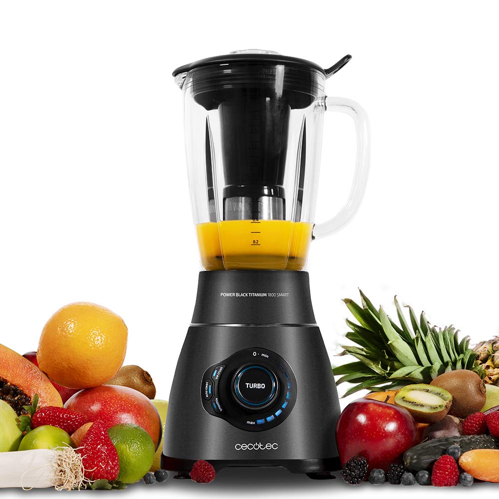 Cecotec Liquidificadora Power Black Titanium 1300 Max B. 1300 W, 2 velocidades, lâmina de 4 folhas de titânio preto e jarro de 1,5 l de capacidade, função de pulso tritura e pulverização, picador de