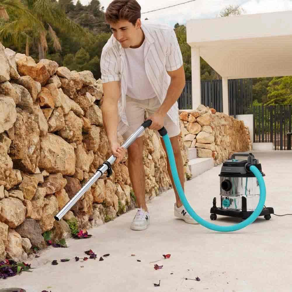 Cecotec Aspirador de sólidos e líquidos de 20 l Conga Rockstar Wet & Dry Steel MAX. 1400 W, 22 kPa, sistema de drenagem, aspirador e soprador, estrutura metálica, rodas, rádio de ação 5 m