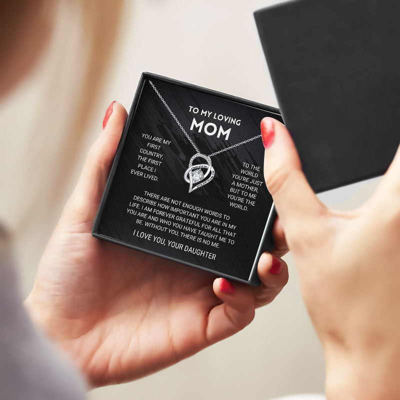 Colar luxuoso com caixa de oferta em forma de coração recortado e zircónias incrustadas para uma mãe incrível