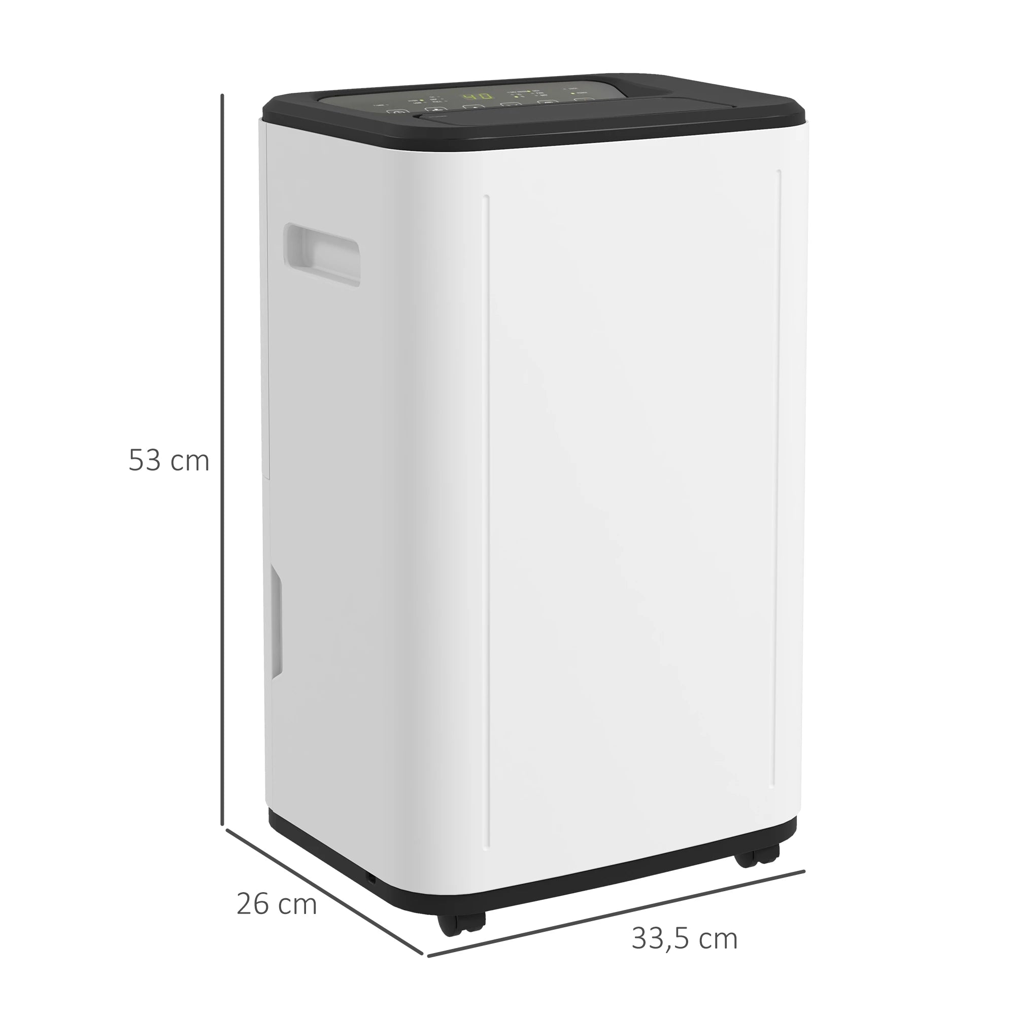 Desumidificador Depósito de Água 6 Litros 20L/Dia com 4 Modos 2 Velocidades Ecrã LED Temporizador 33,5x26x53 cm Branco