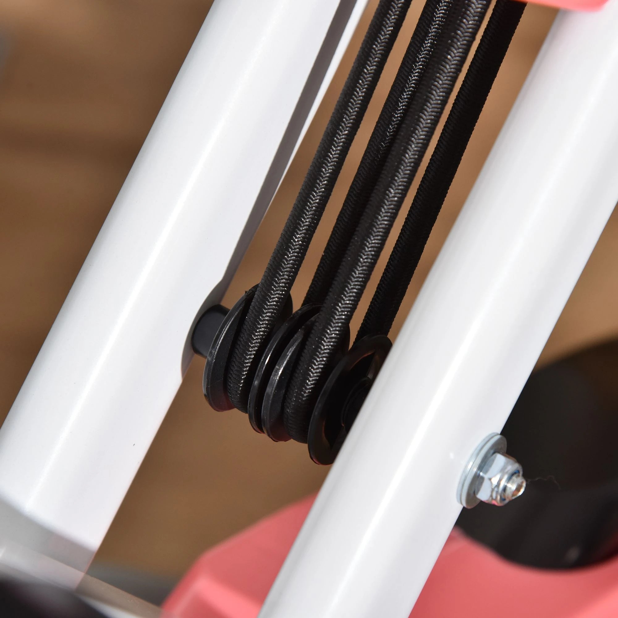 Bicicleta Estática Dobrável com Encosto e Faixa Elástica Rosa