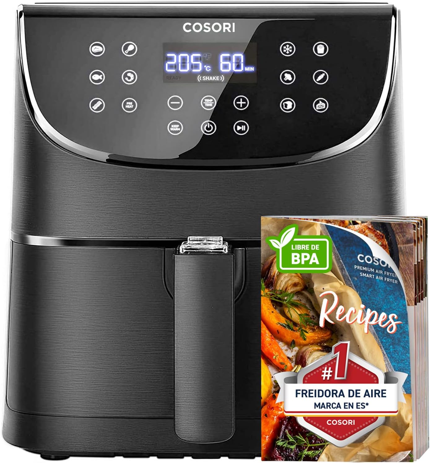 COSORI Fritadeira sem óleo 5,5 l, preto, branco e vermelho