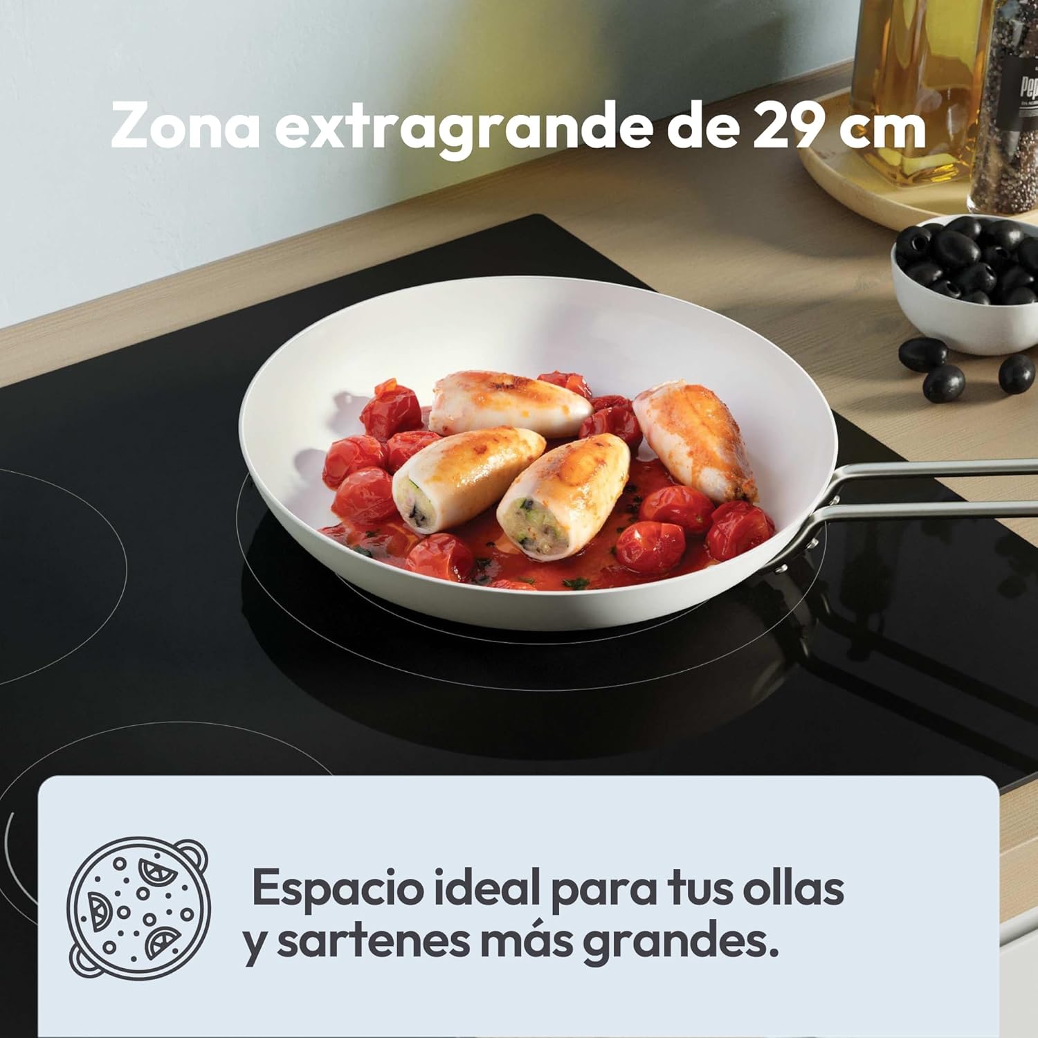Candy CI633C/E14U, placa de indução, 3 zonas, 60 cm, 9 níveis de potência e booster, 7,2 KW, comandos centrais, indicador de calor, bloqueio de segurança, alerta sobreaquecimento e errames, preto