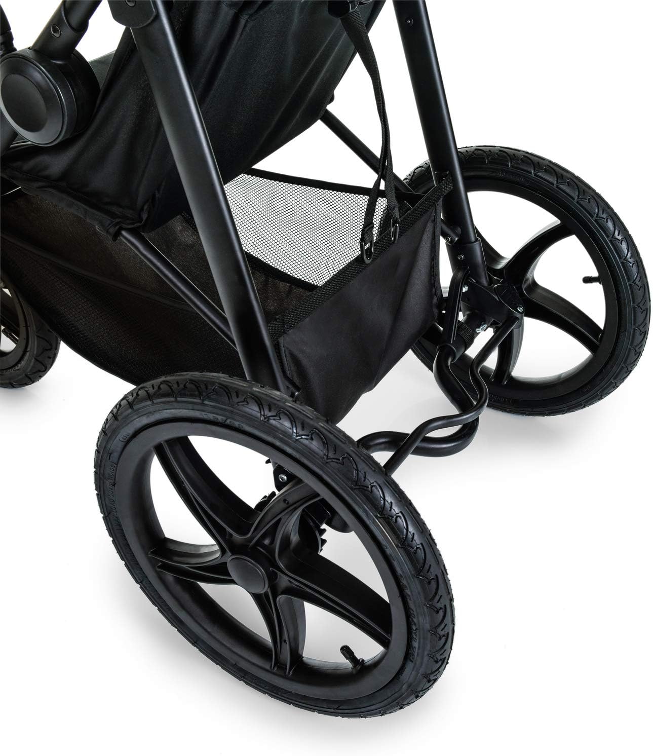 hauck Runner Carrinho de bebé desde o nascimento - cadeira de passeio leve até 22 quilos - carrinho 3 rodas pneumáticas - dobrável compacto - suspensão - preto/néon