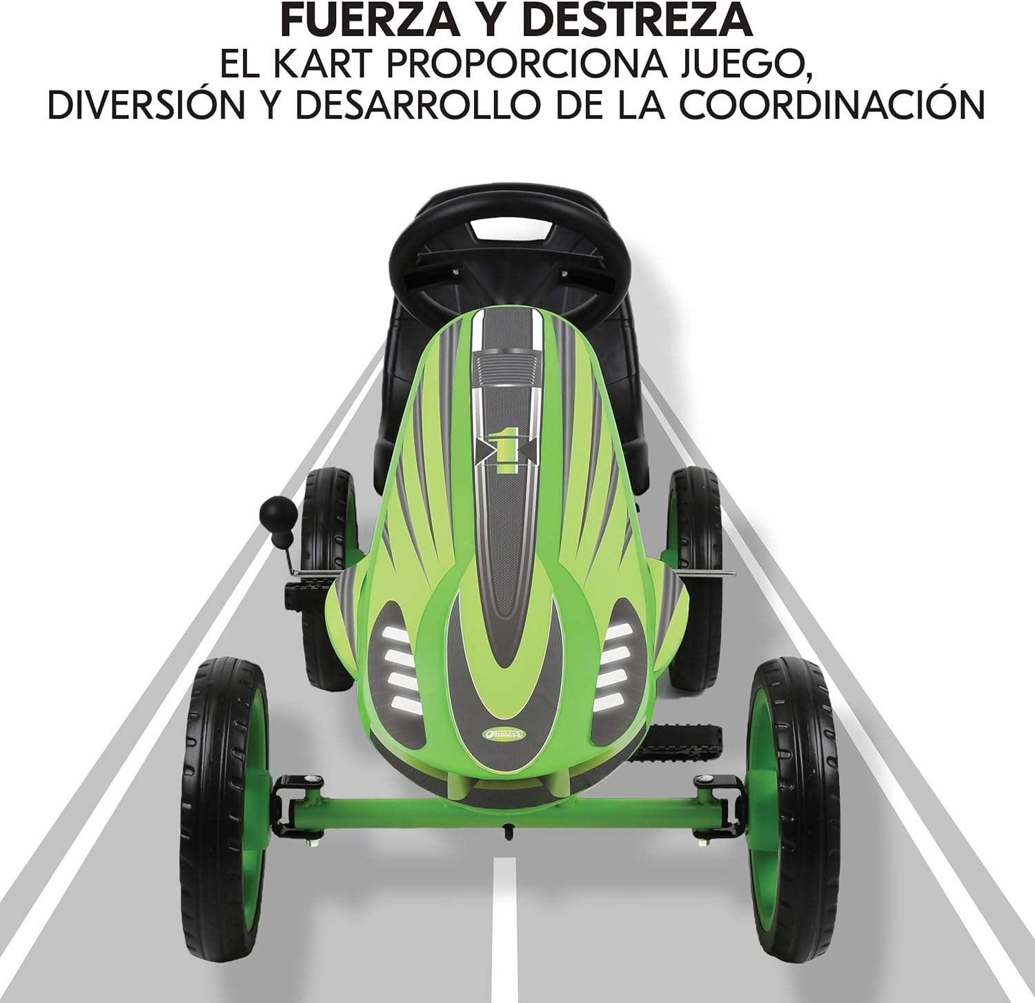 hauck Speedster Kart Pedais para crianças, Go Kart de 4 anos a 50 kg, travão de mão, assento ajustável em 3 posições, moldura de aço