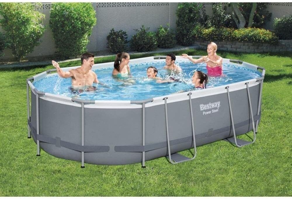 Bestway Piscina elevada de aço elétrico 56448-3 de 488 x 305 x 107 cm