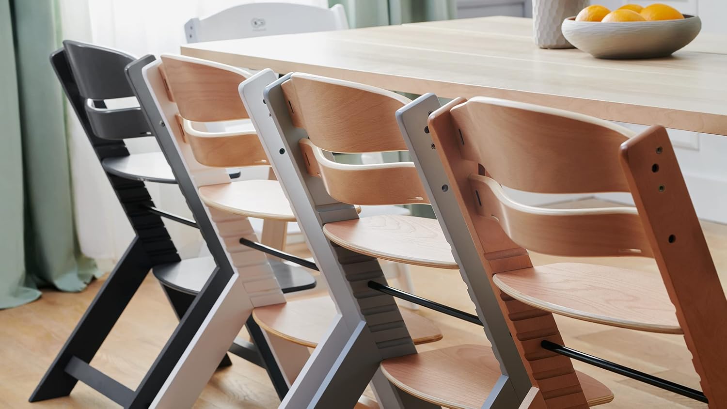 kk Kinderkraft ENOCK Cadeira alta bebé de madeira, infantil, portátil, para crianças, cadeira alta evolutiva, ergonómica, com acessórios, barreira e bandeja, madeira natural