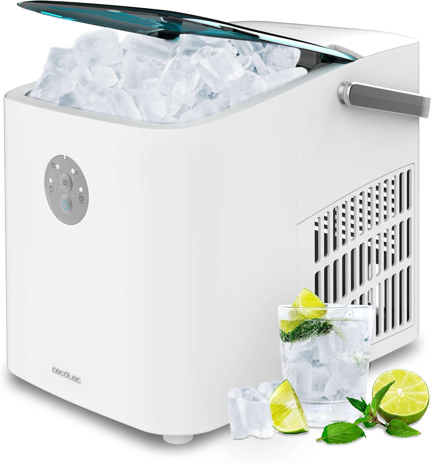 Cecotec Máquina de fazer gelo com janela, Ice Maker, Chillin' Ice 1200 Go 120 W, capacidade de produção diária de 12 kg, gelo em 6-8 minutos, 2 tamanhos de cubos, controlo simples
