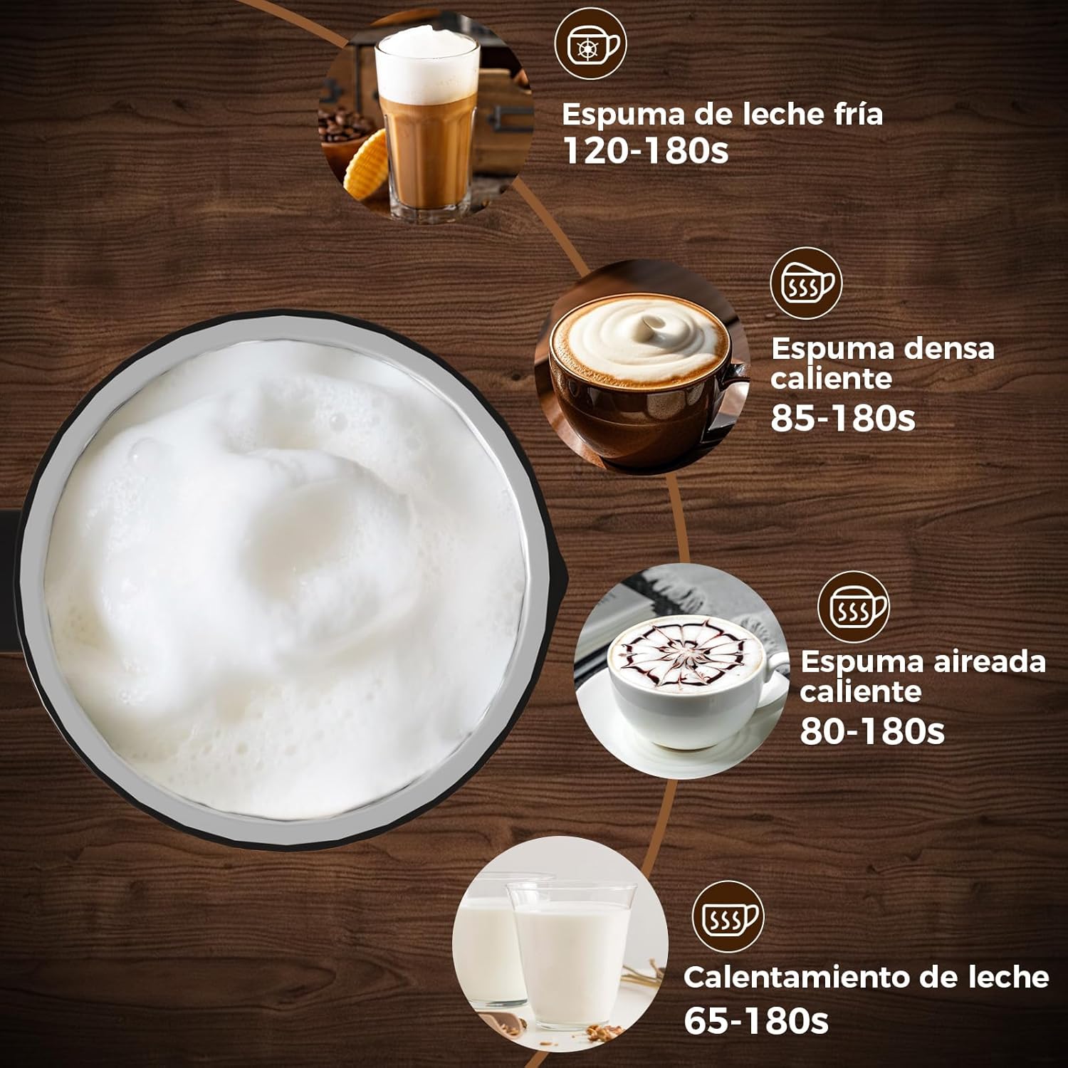 YASHE 4 em 1 Espumador e aquecedor de leite elétrico 500 W, 300 ml para espuma quente / fria, ideal para café, capuchinho, latte, macarrão, silencioso, revestimento anti-aderente, fácil limpeza