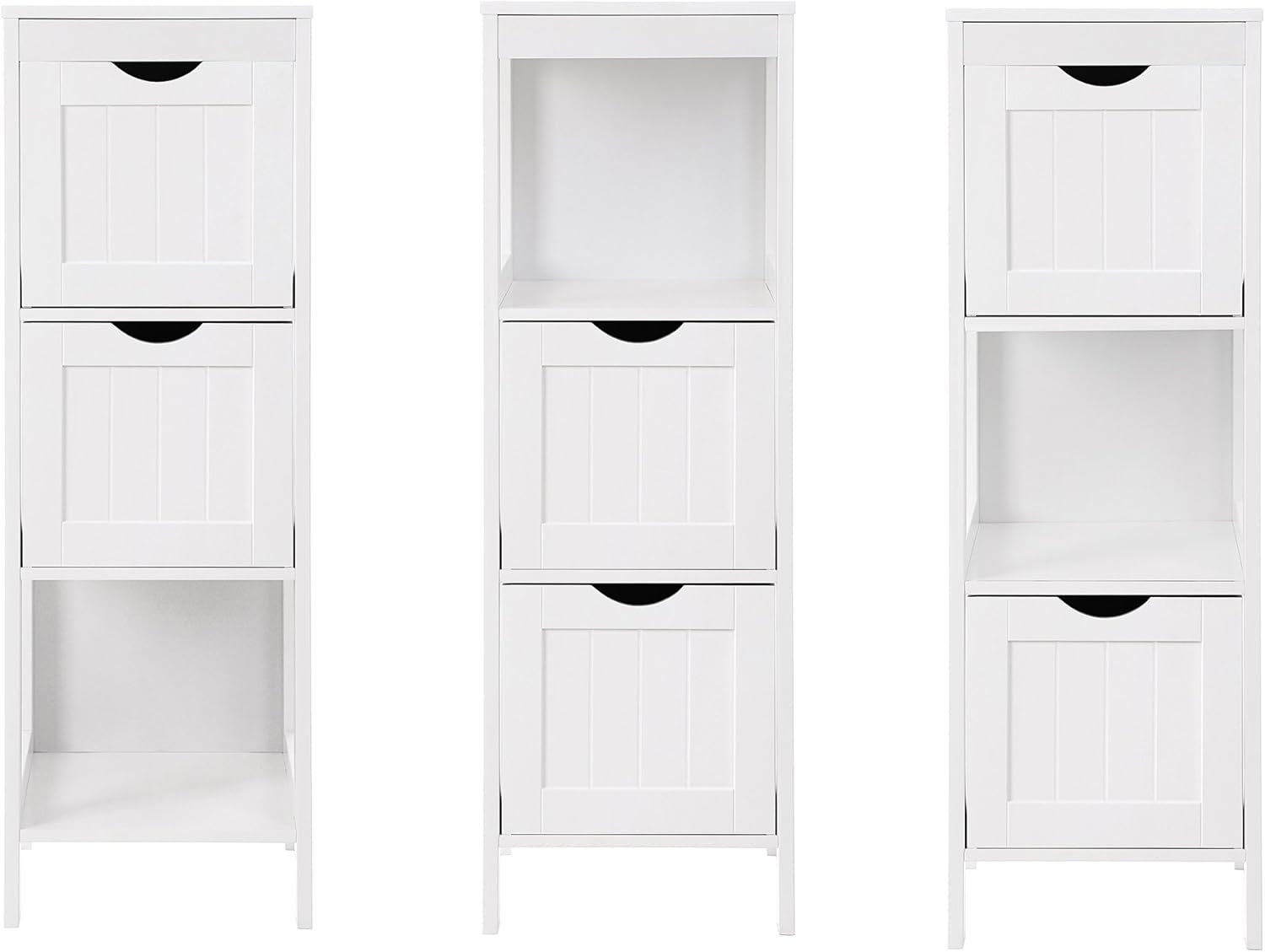 VASAGLE de Madera Armario para baño Armario de almacenaje Botiquín Mesita de Noche Rinconera 2 Cajones Blanco BBC42WT