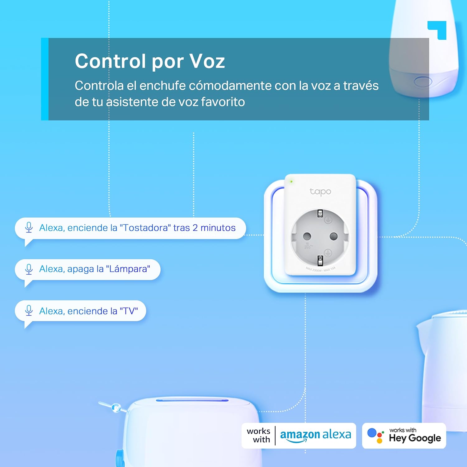 TP-Link Tapo P100 Mini tomada inteligente Wi-Fi, perfeita para ligar e desligar de forma programada e poupar energia, è necessário usar um HUB, compatível com Alexa e Google Home, cor branca