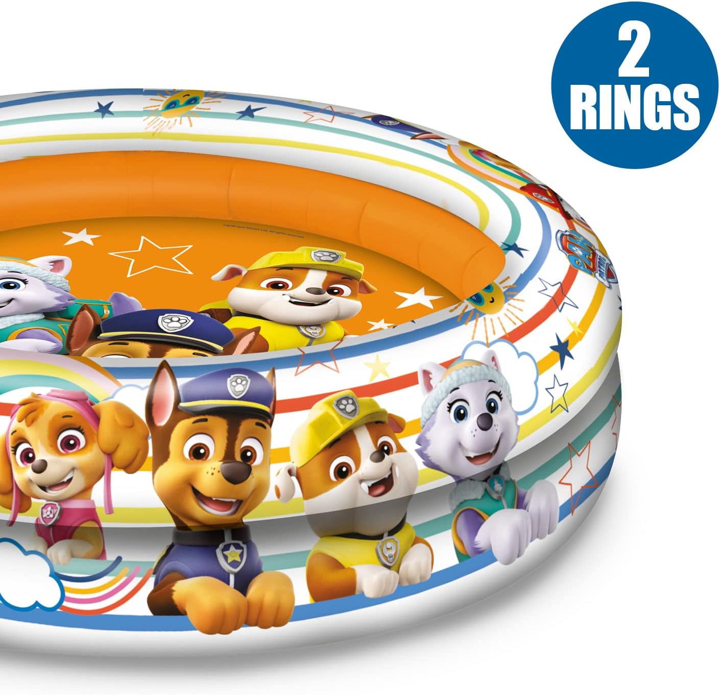 Mondo Toys - PAW PATROL| 2 Rings Pool - Piscina Hinchable para bebé - diámetro 100 cm, Ideal para niño/niña +10 Meses - 16911