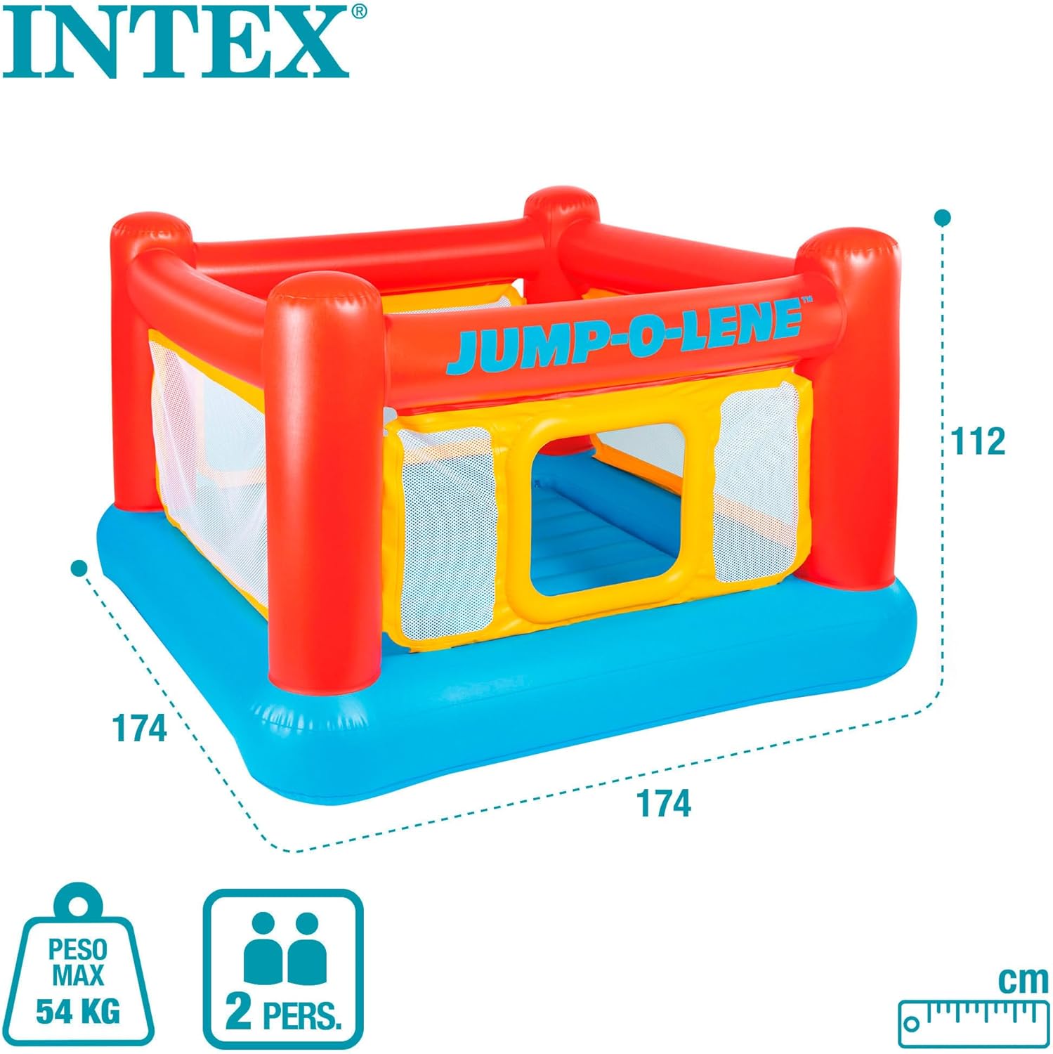 Intex Castelo insuflável para crianças, salto insuflável, 174 x 112 cm, peso máximo 54 kg, crianças entre 3 e 6 anos, castelos insufláveis, parque infantil, para interior e exterior (48260)
