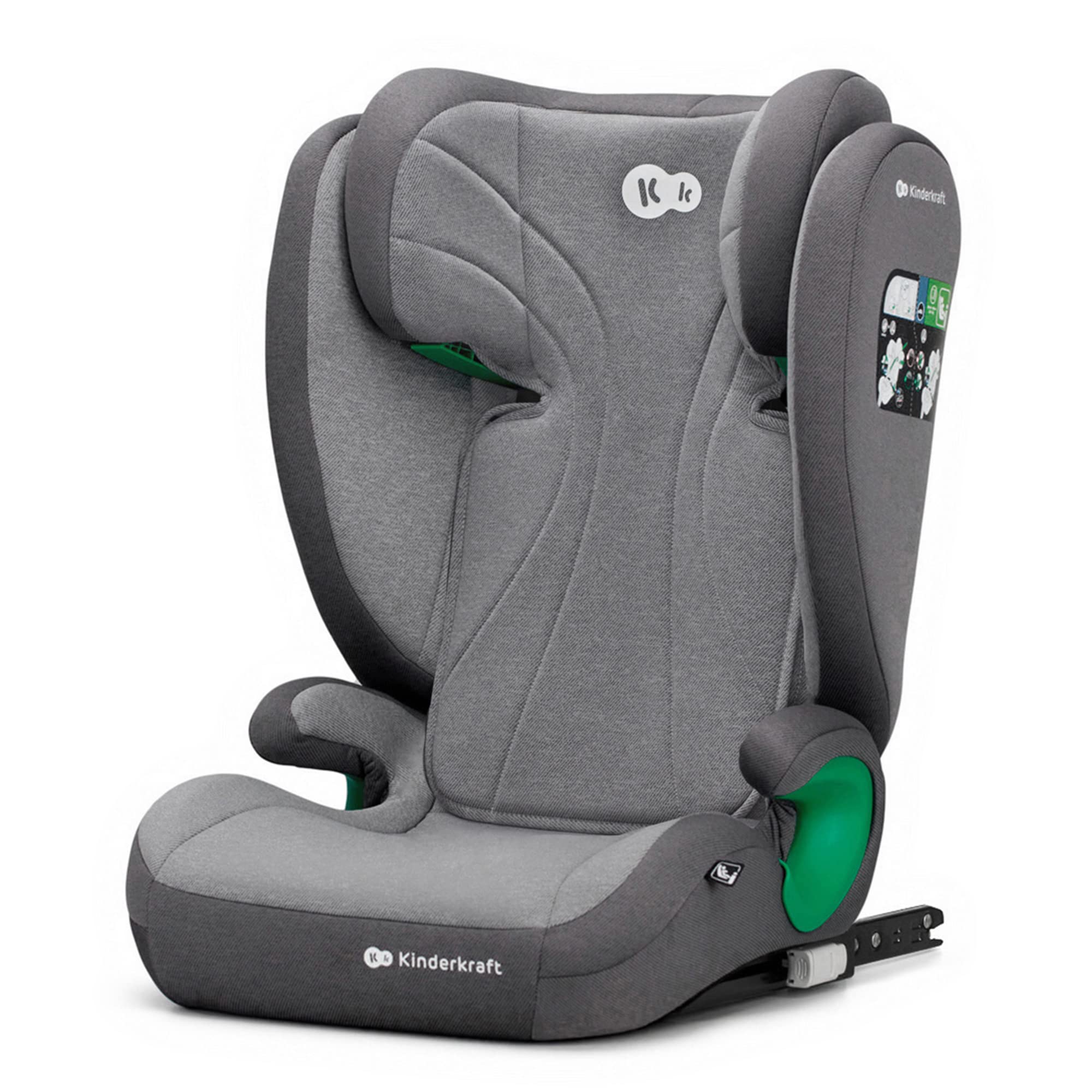 kk Kinderkraft JUNIOR FIX Cadeira carro Isofix, I-SIZE, cadeira carro para bebé e crianças, cinto, universal, grupo 2/3, de 15 a 36 kg, preto