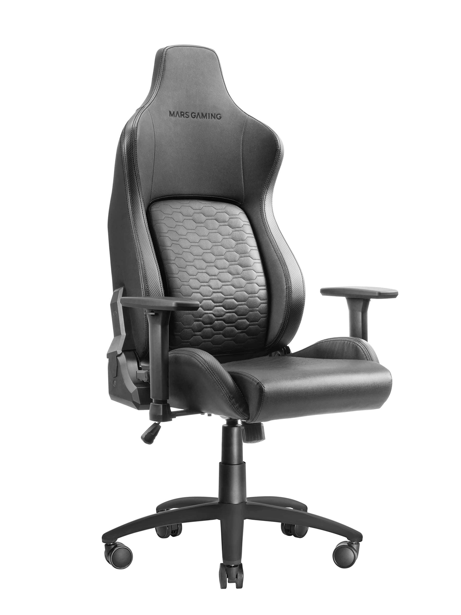 Mars Gaming MGC-ERGOB, cadeira de jogos ergonómica, assento e encosto de malha respirável, encosto de cabeça regulável, altura ajustável entre 110,5 e 120,5 cm, sistema de equilíbrio de 3° a 18°