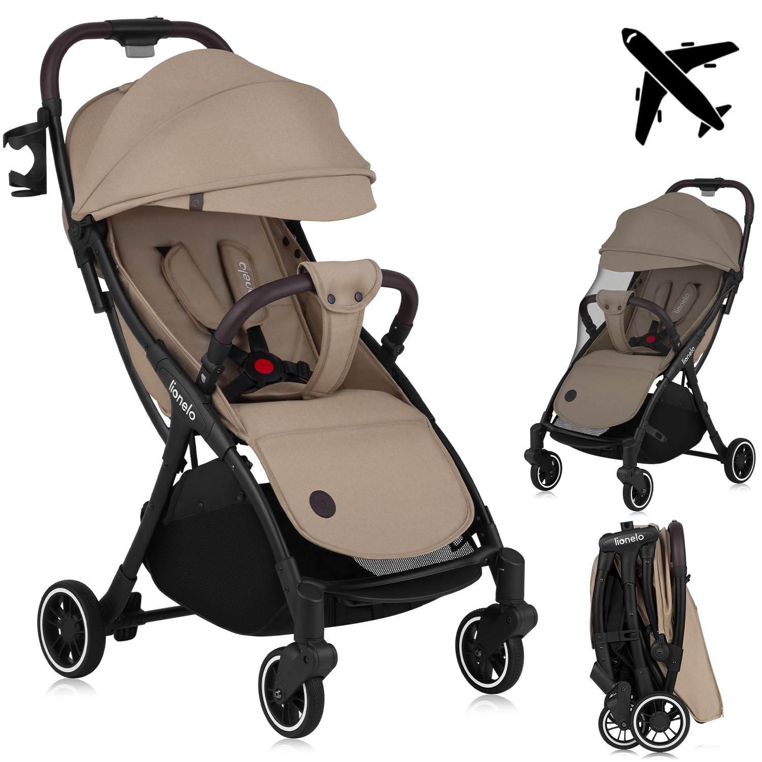 LIONELO Julie One Carrito 51 x 75 x 103 cm Para menores hasta 22kg 0-48M Regulación del respaldo Plegado sencillo Ruedas resistentes con amortizadores Cesta para compras
