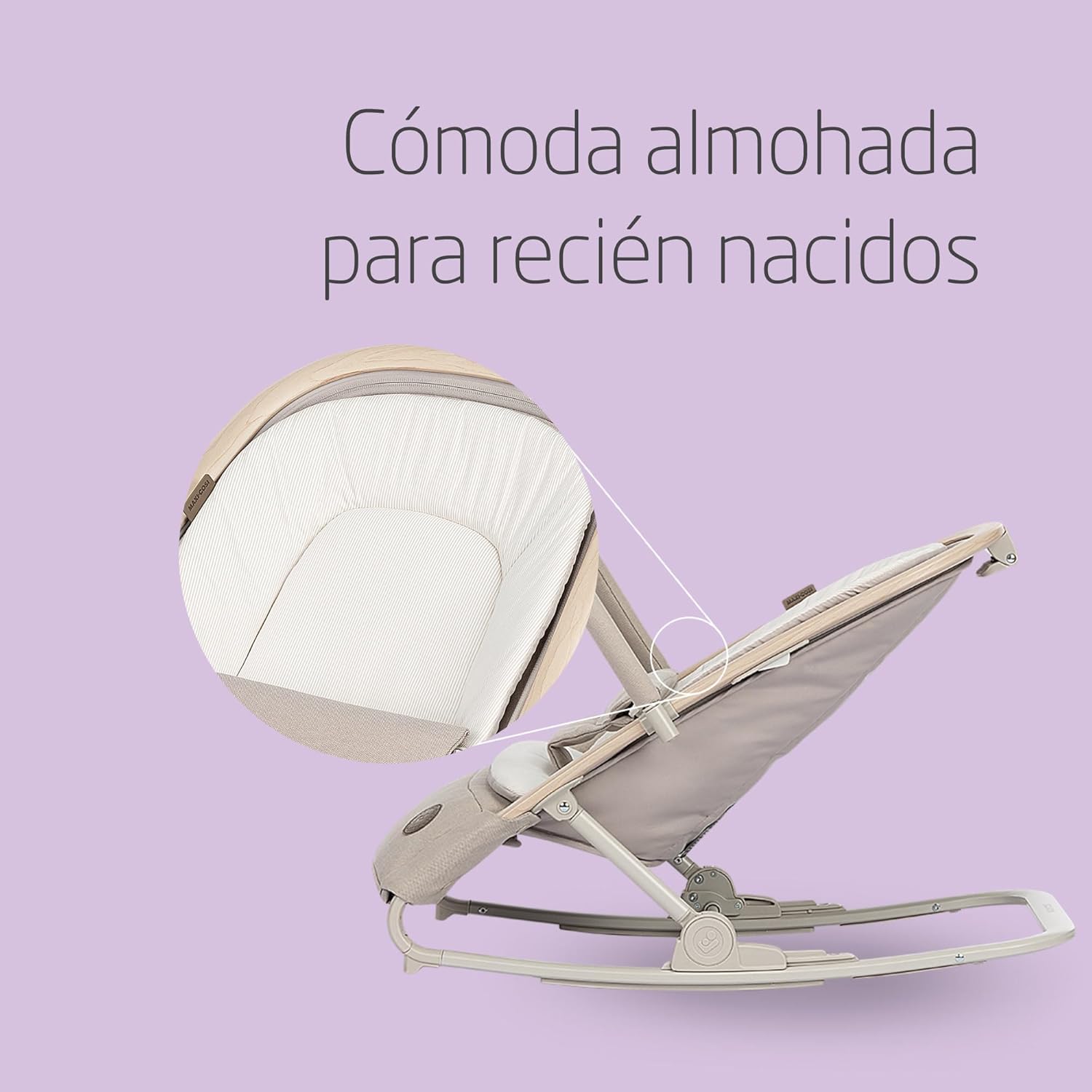 Maxi-Cosi Kori Rede de bebé 2 em 1 com arco de jogos, 0-2 anos, máx.15 kg, baloiço bebé, 3 posições de reclinação uma mão, leve e compacta, arnês fácil, Eco Care, Classic Bege