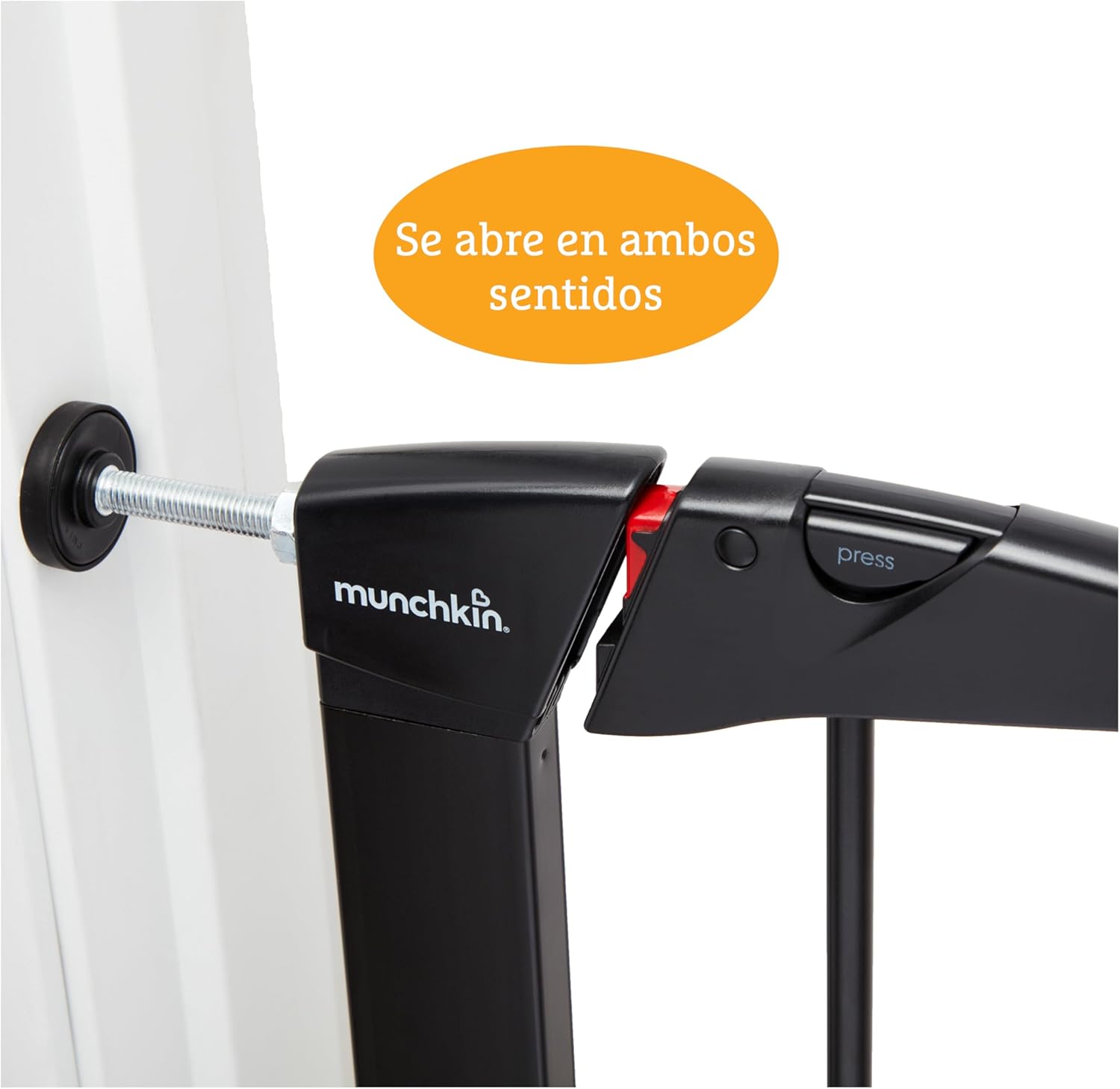 Porta de escada Munchkin, segura para crianças pequenas e bebés, porta de escada de ajuste de pressão para bebés ou cães, porta de segurança, 76-82 cm, preto