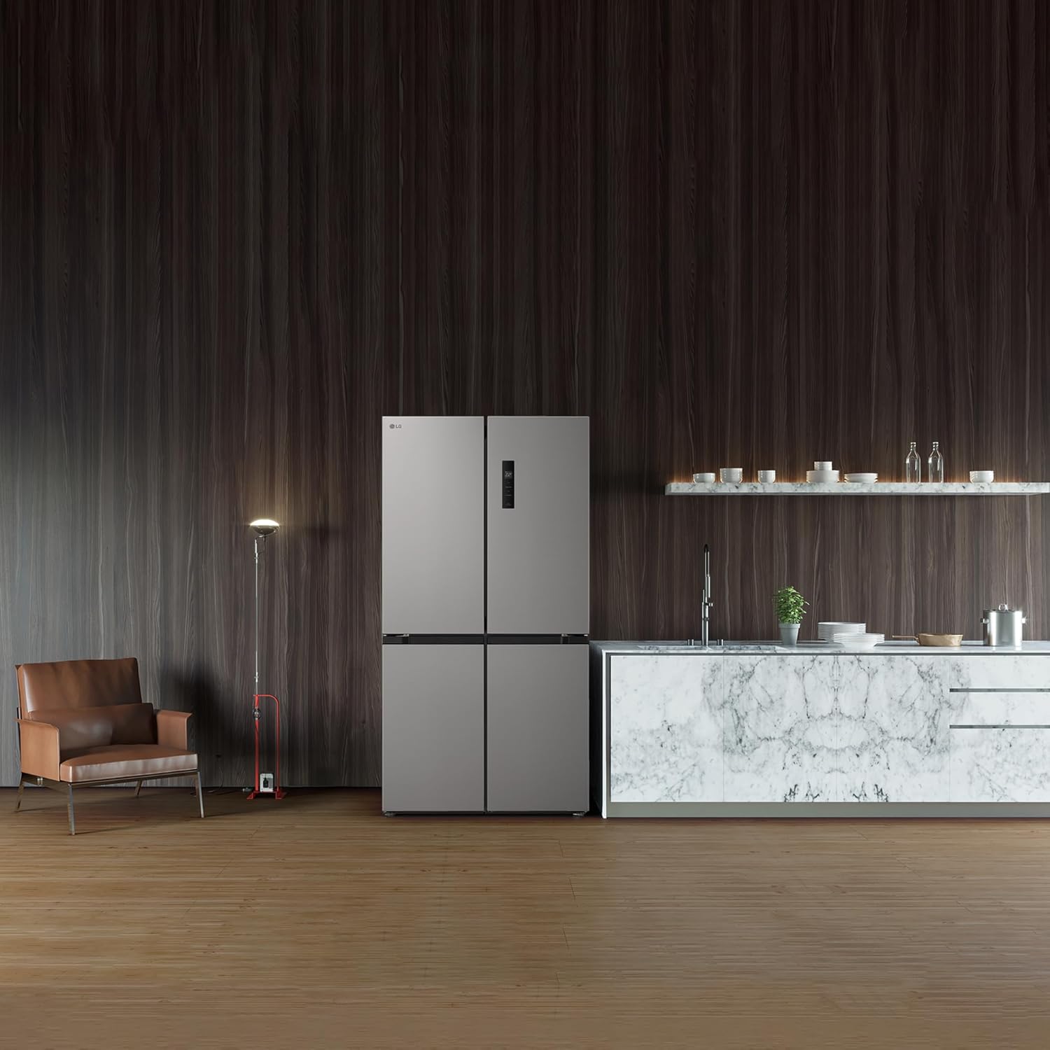 LG GMM41MSBEM - Frigorífico Americano Combi, Total No Frost, Clasificación E, Capacidad 474L, Silver