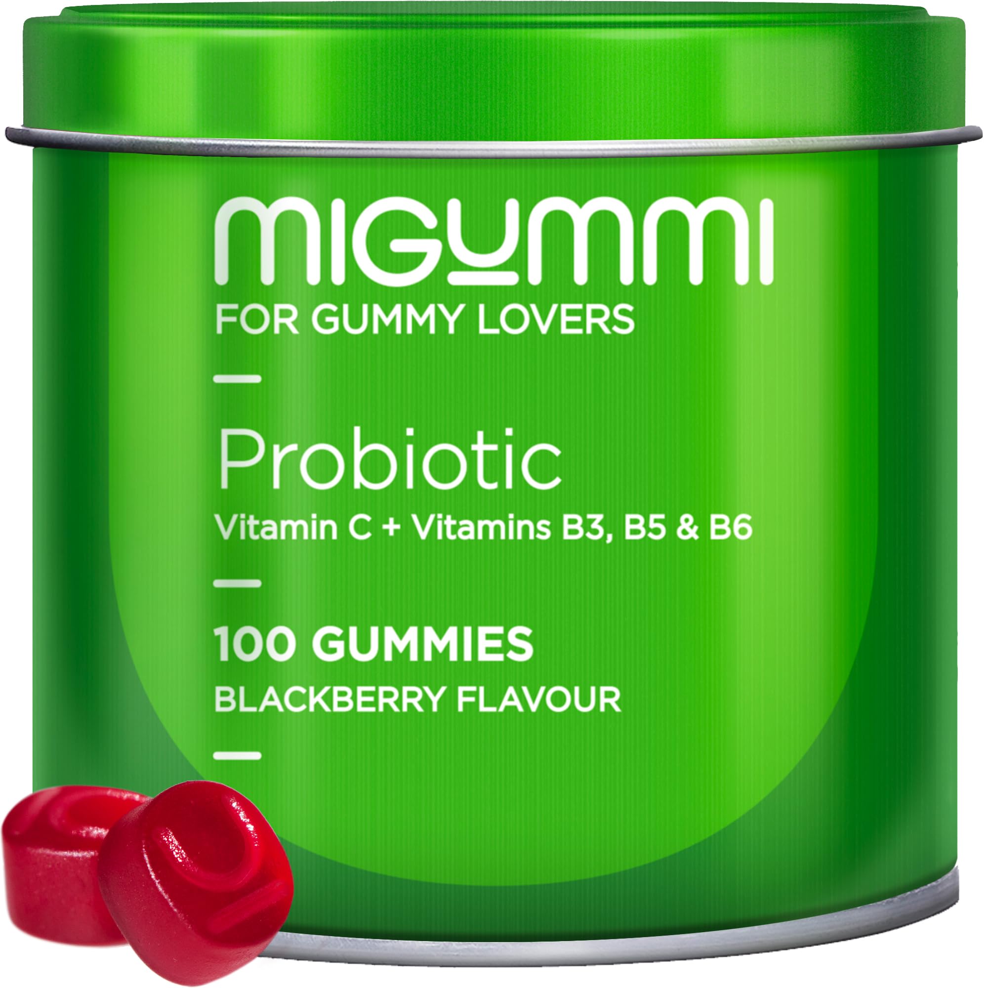 Gominolas probióticas para crianças, 100 Gummies, sabor natural cereja, probióticos, vitamina C, B3, B5 e B6, Flora intestinal, e inchaço, vitaminas para crianças, veganas, sem glúten